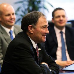 Gov. Gary Herbert meets with the Deseret Media Companies Editorial Board in Salt Lake City on Monday, May 23, 2016.