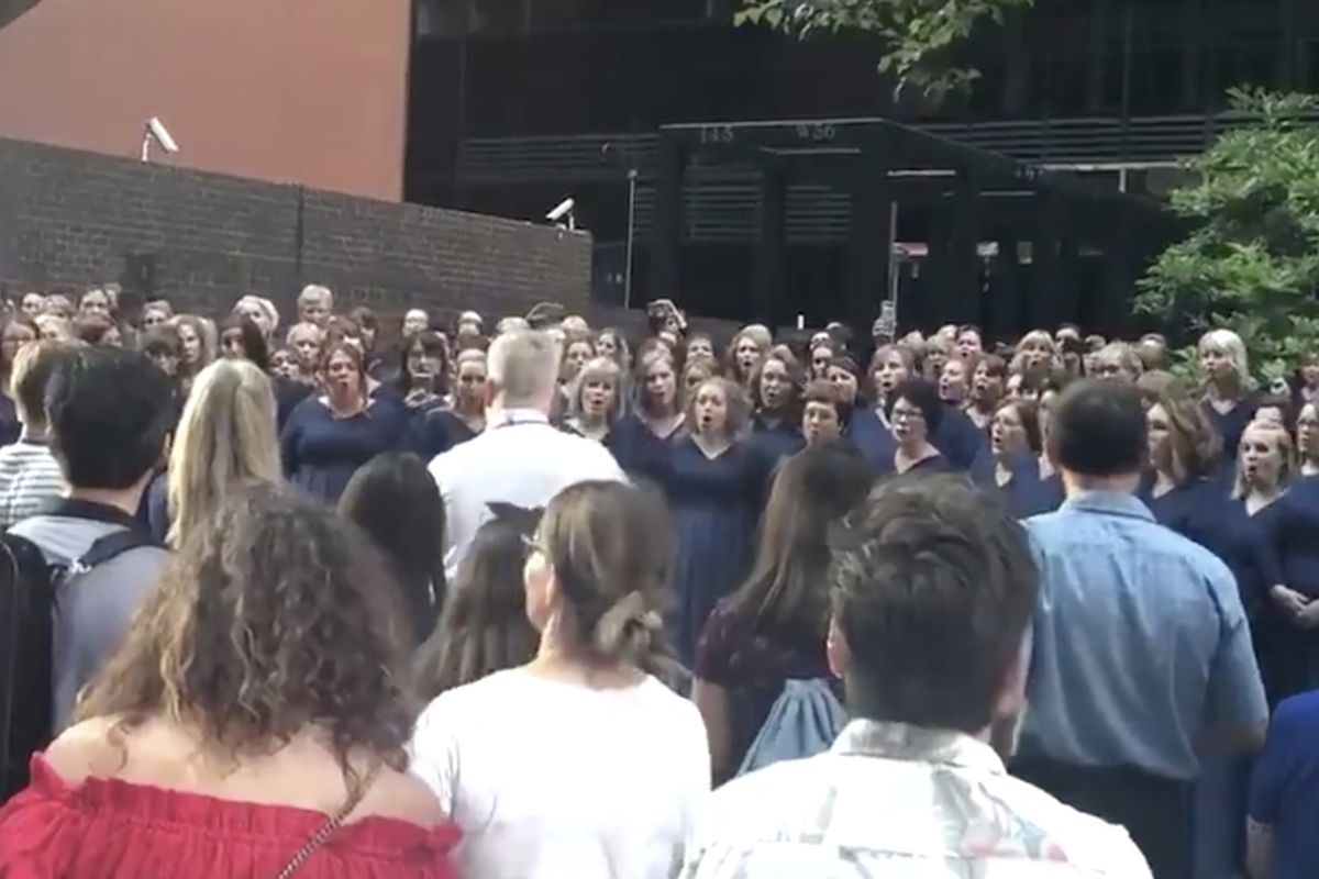 There was a blackout in New York City on Saturday. But one choir wouldn't let that stop them from performing.