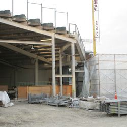 VIP Gate (Gate R) area on Sheffield. The exposed area under the stands is also where some of the BP equipment is stored during games