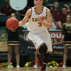 Mountain View High School defeats Maple Mountain High School 66-64 in the boy's 4A basketball tournament Monday, Feb. 29, 2016, in Orem.  
