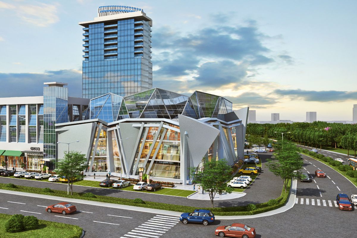 An early rendering of the mixed-use development near the Mall of Georgia