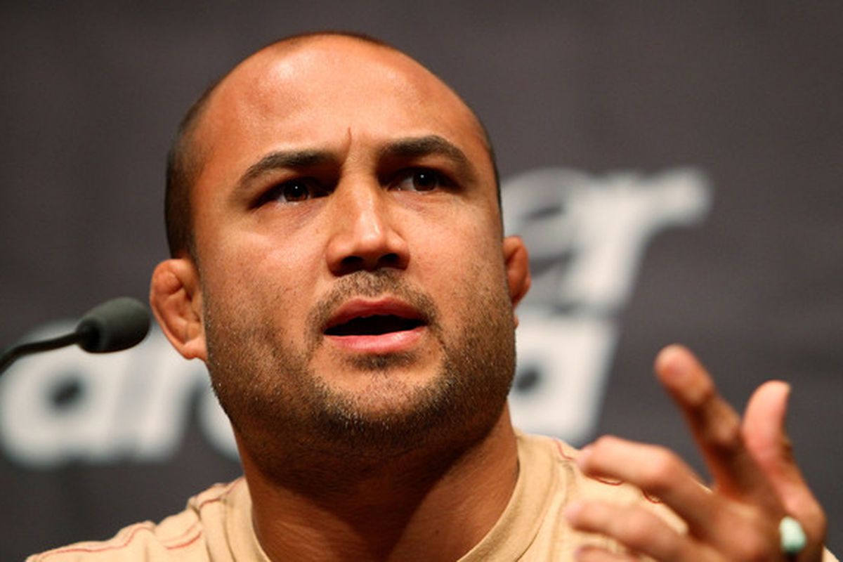 SYDNEY AUSTRALIA: BJ Penn speaks to the media during a UFC 127 Press Conference at Star City in Sydney Australia.  (Photo by Mark Nolan/Getty Images)