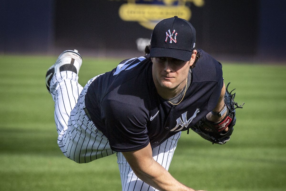 New York Yankees pitcher Gerrit Cole at spring training in 2020