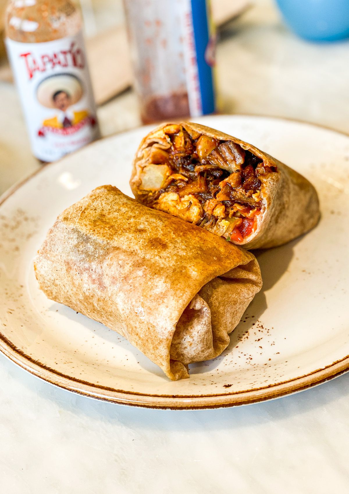 Pork shoulder breakfast burrito at Friends &amp; Family in East Hollywood. 