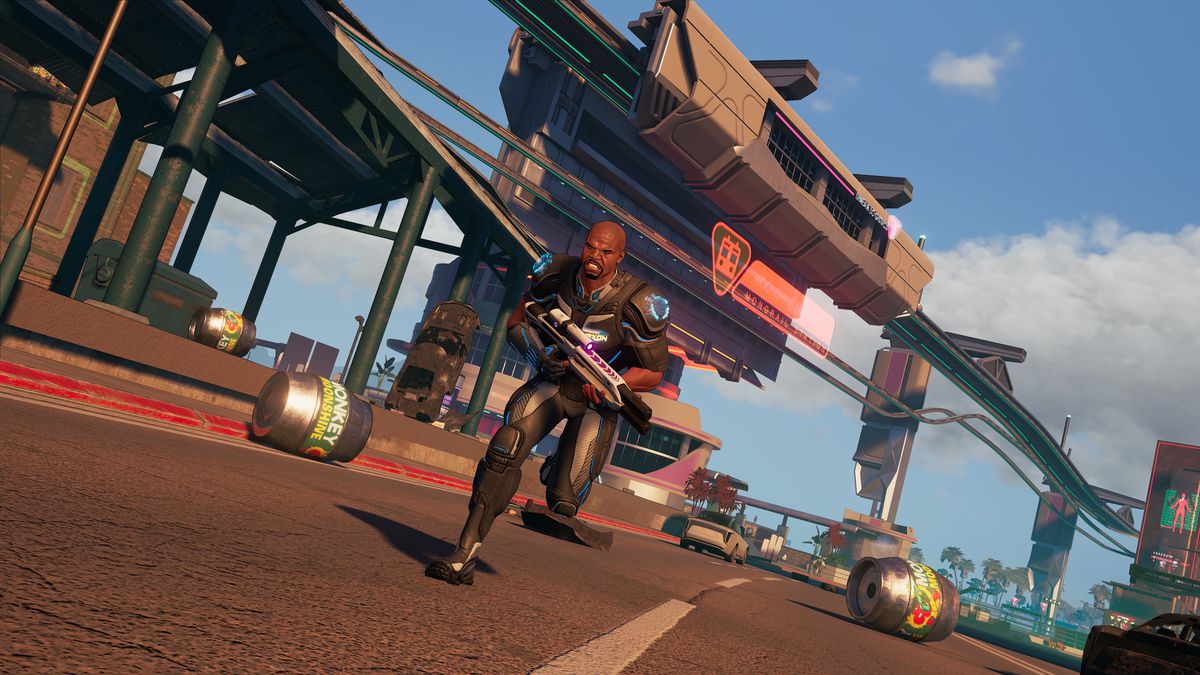 Crackdown 3 - Terry Crews character running along a highway