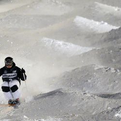 Justine Dufour-Lapointe (CAN) competes during the women's moguls finals at Deer Valley Ski Resort on Thursday, Jan. 9, 2014.