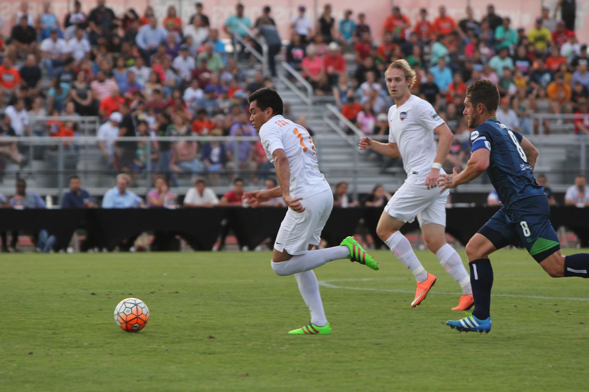 Jose Escalante breaks away from the Energy defense in the Toros' win earlier this year.
