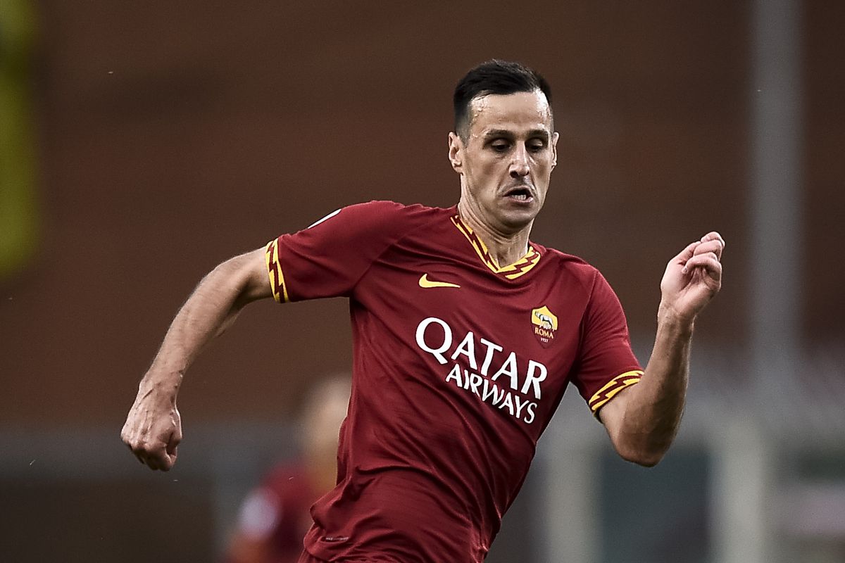 Nikola Kalinic of AS Roma in action during the Serie A...
