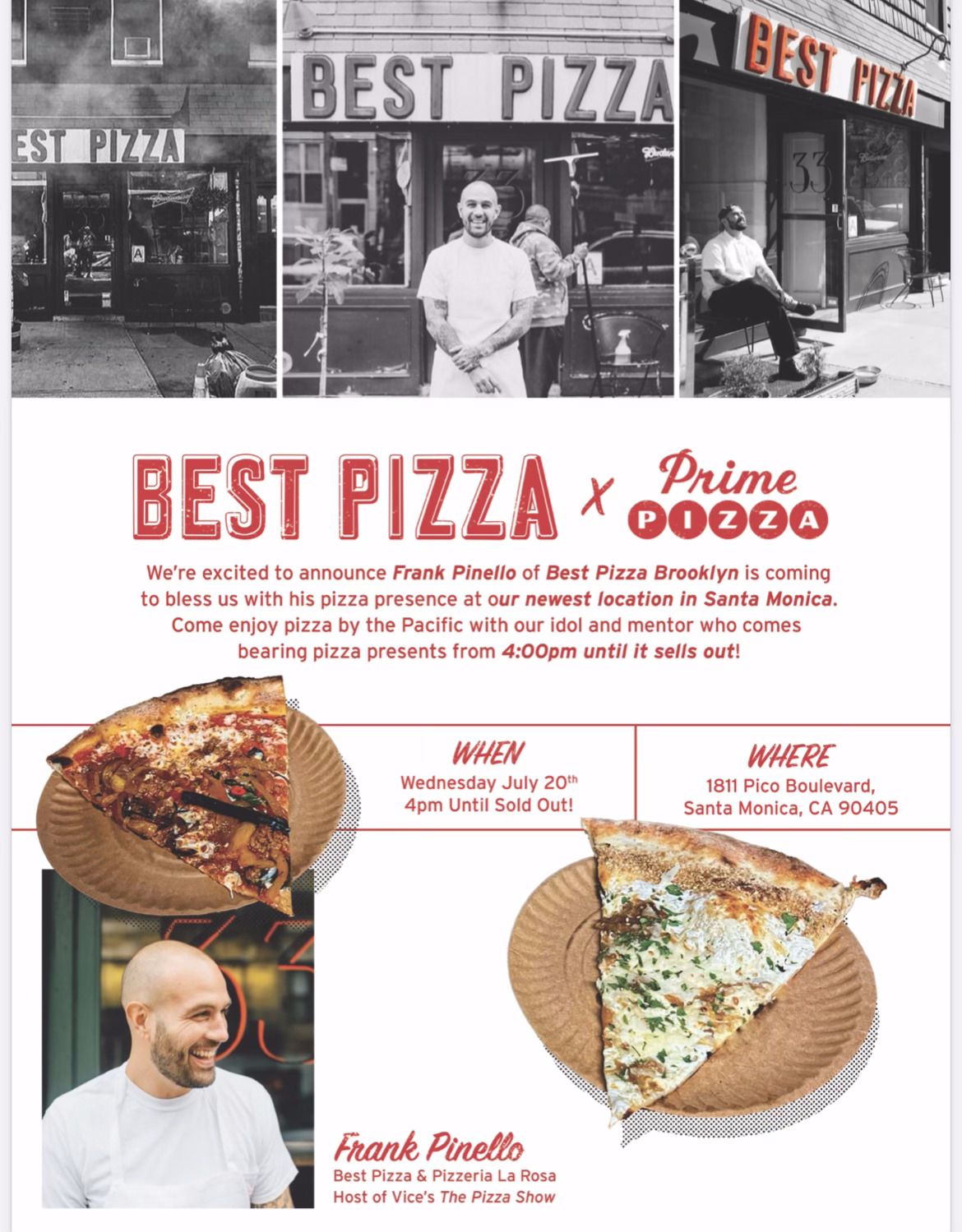 A flyer for a pizza pop-up featuring Best Pizza and Prime Pizza.