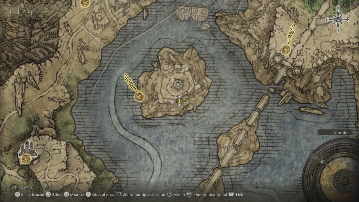 Elden Ring’s map, showing the location of Tetsu’s Rise turtle 3