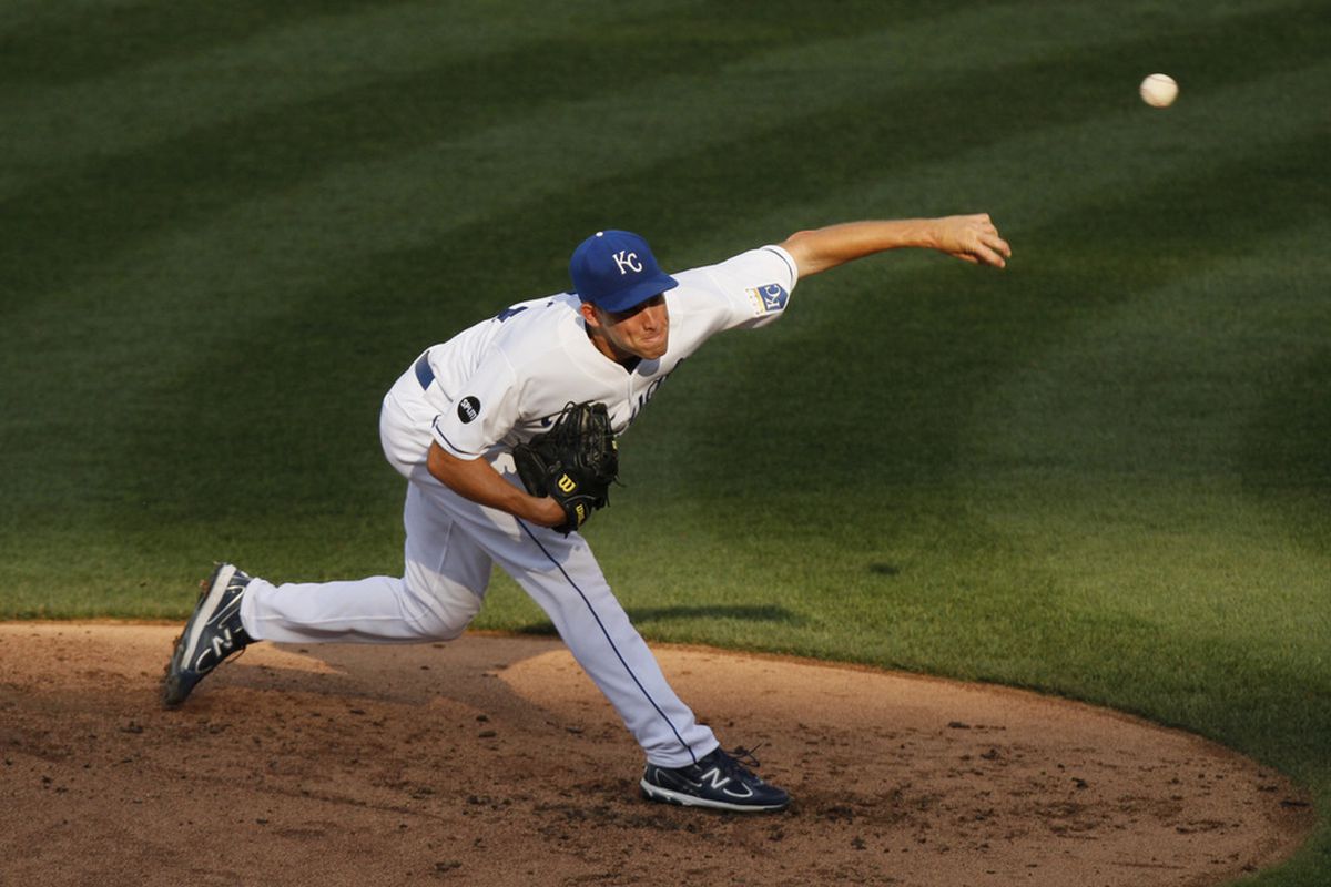 KANSAS CITY, MO - JUNE 25:  Starting pitcher Danny Duffy #23 of the Kansas City Royals throws against the Chicago Cubs at Kauffman Stadium on June 25, 2011 in Kansas City, Missouri. (Photo by Ed Zurga/Getty Images)