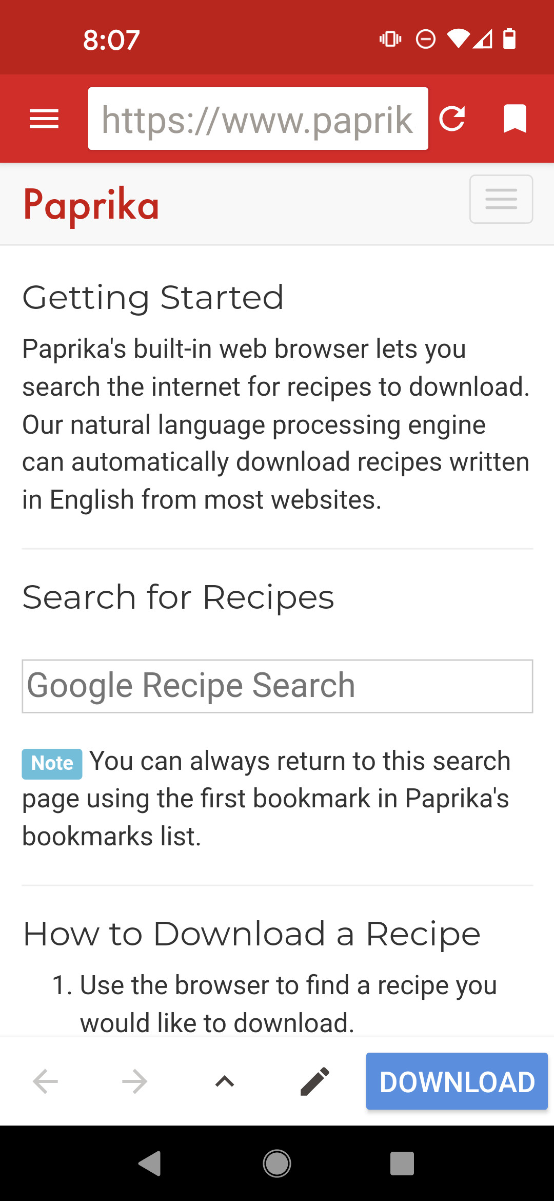 Paprika Recipe Manager application