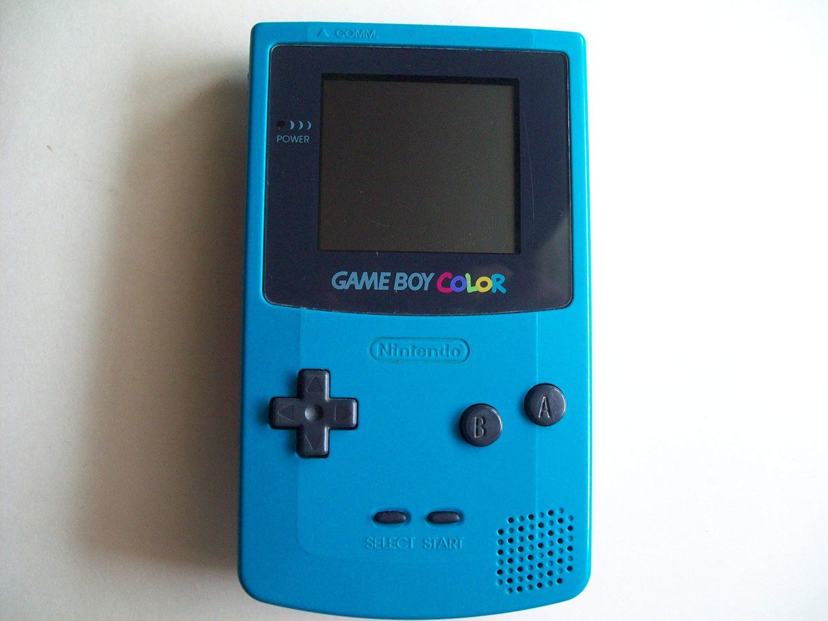 The teal-colored Game Boy Color.