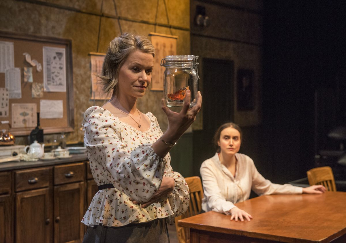 Cortney McKenna and Christina Gorman in Shattered Globe Theatre’s production of<br>“Hannah and Martin.” | Michael Brosilow