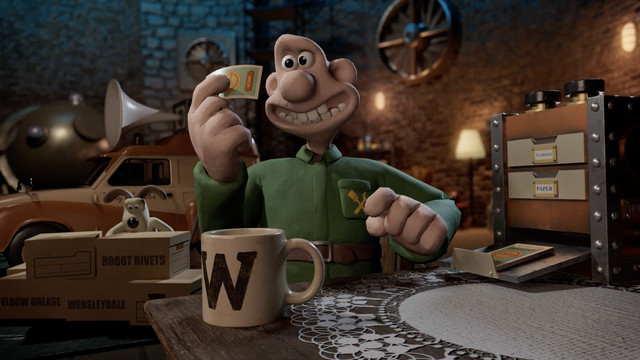 gromit and wallace in their workshop