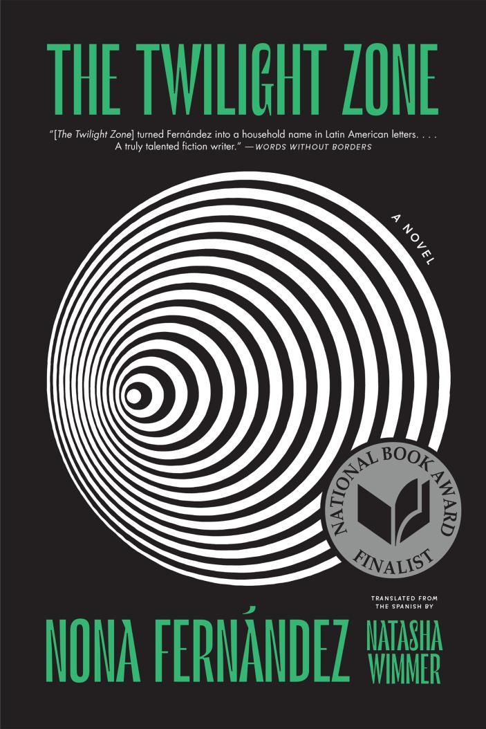 The cover of the novel “The Twilight Zone” by Nona Fernandez features a series of concentric black-and-white lines.