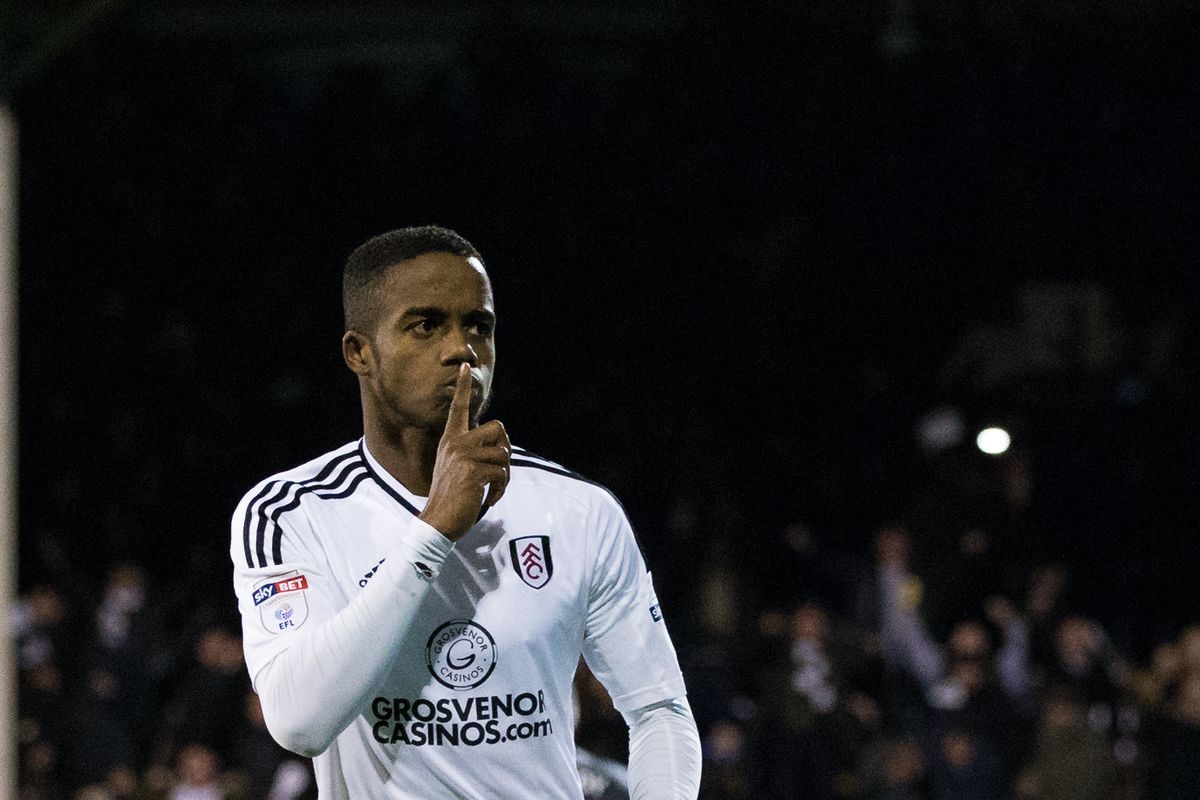 Fulham's Ryan Sessegnon celebrates scoring the opening goal during the Sky Bet Championship match between Fulham and Wolverhampton Wanderers at Craven Cottage on February 24, 2018 in London, England.