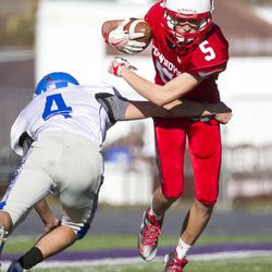 Rich and Kanab battle during a UHSAA 1A state semifinal football game at Weber State University in Ogden on Friday, Nov. 4, 2016. Kanab ousted Rich 21-0 and advances to the Class 1A state championship game.