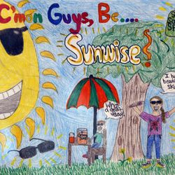A local entry for the SunWise with SHADE poster contest, sponsored by the U.S. Environmental Protection Agency. The drawing is one of 27 finalist works of art, selected from 1,500 entries from Utah students, on Friday, April 6, 2012 at the Huntsman Cancer Institute.