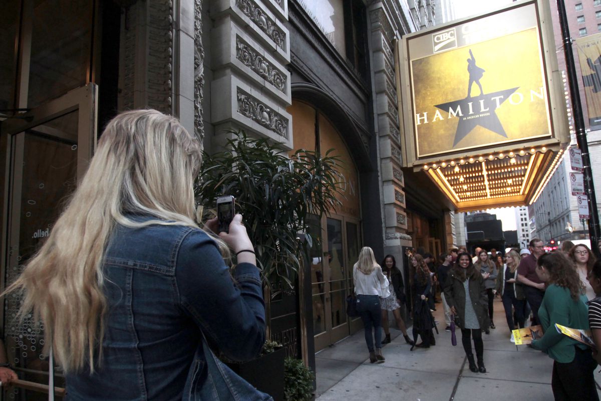 Since its 2015 debut on Broadway, "Hamilton" has toured the U.S., including the CIBC Theatre in Chicago, pictured. It also went overseas, making its London debut last November.