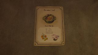 Ett foto av ett recept inuti en stall i Zelda: tårar i kungariket
