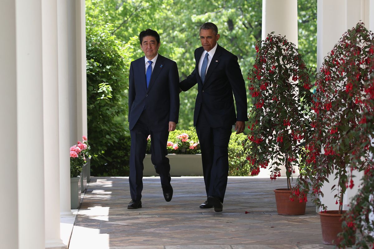 President Obama and Japanese Prime Minister Shinzo Abe on April 28, 2015.