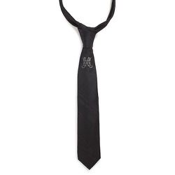 Ruffian Men's Silk Black Moiré Swarovski Crystal Monogram Tie, $55
