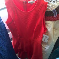 Red ribbed dress, $85