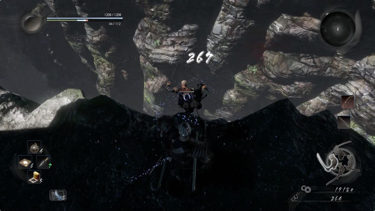 Knocking an enemy off a cliff in Nioh