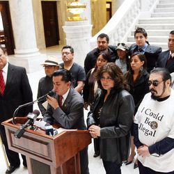 Jorge Rivero and a group of community leaders, ask that the Hispanic community participate in a boycott, during a press conference at the State Capitol in Salt Lake City Thursday, March 10, 2011. 