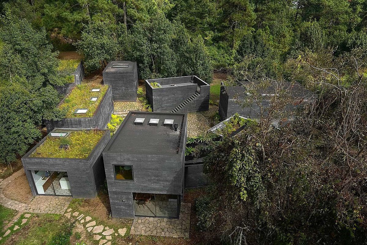 Aerial shot of exterior of house