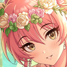 A small square of a pink-haired anime girl wearing a flower crown