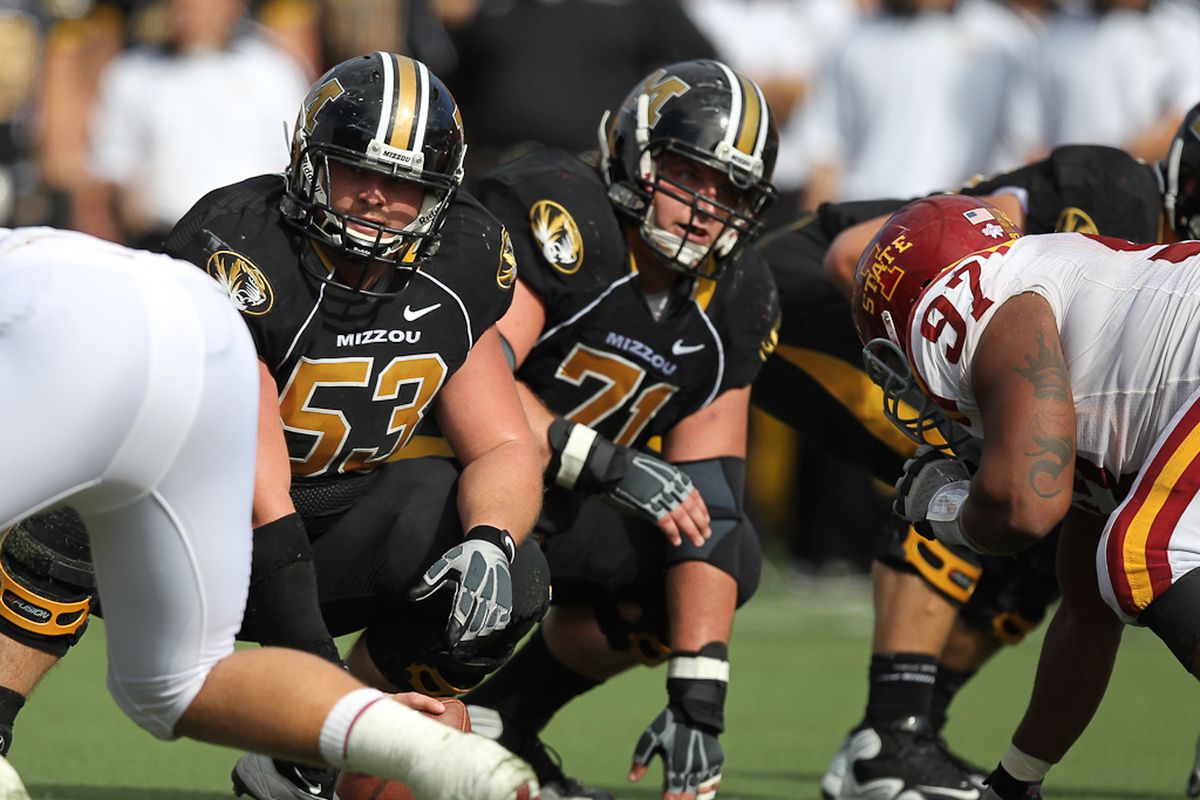 The Missouri offensive line performs better when No. 53 Travis Ruth is involved. (Photos via Bill Carter.)