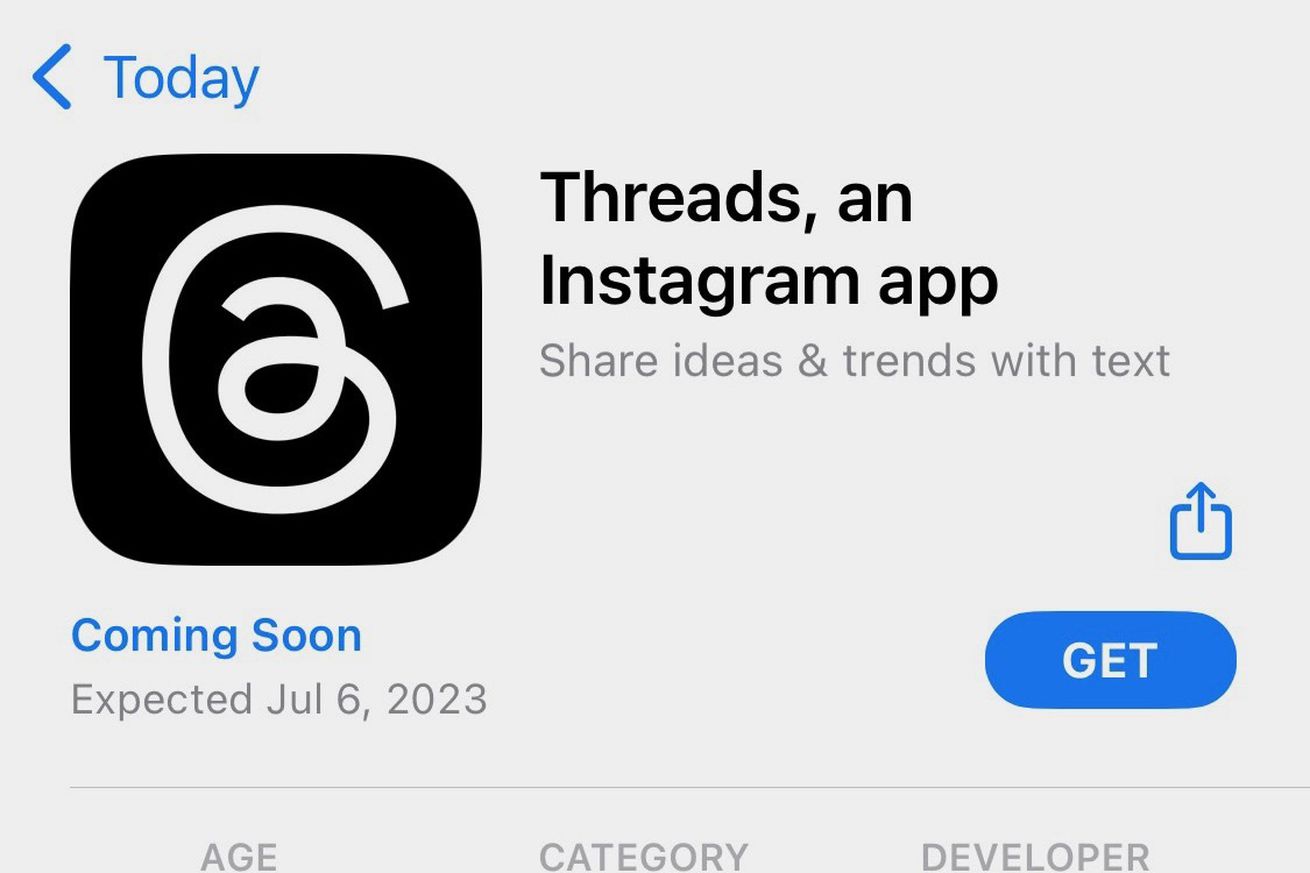 A screenshot of Threads’ App Store listing.