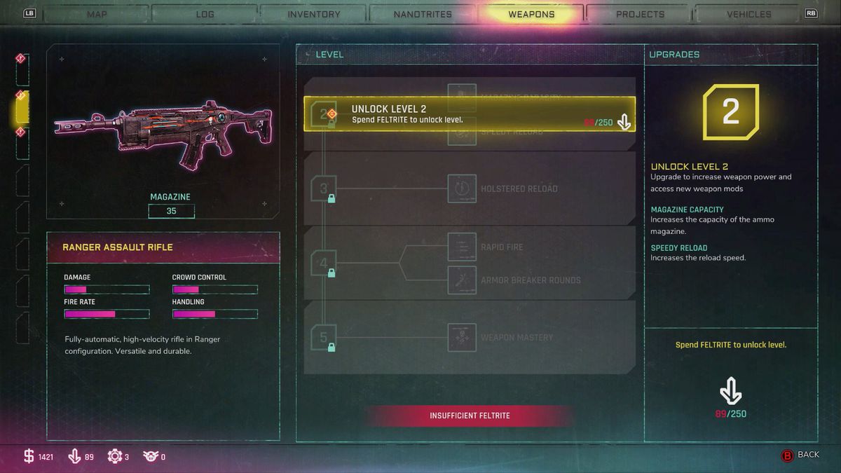 Rage 2 weapon upgrade and mod menu