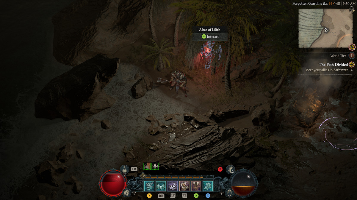 A Barbarian approaches the 1st Altar of Lilith in Kehjistan in Diablo 4