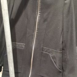 Leather trim coat, $295