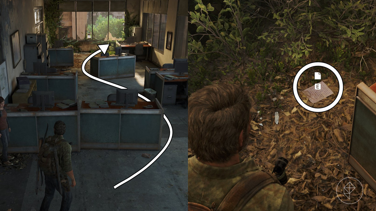 Final attack note artifact location in the Financial District section of the Pittsburgh chapter in The Last of Us Part 1