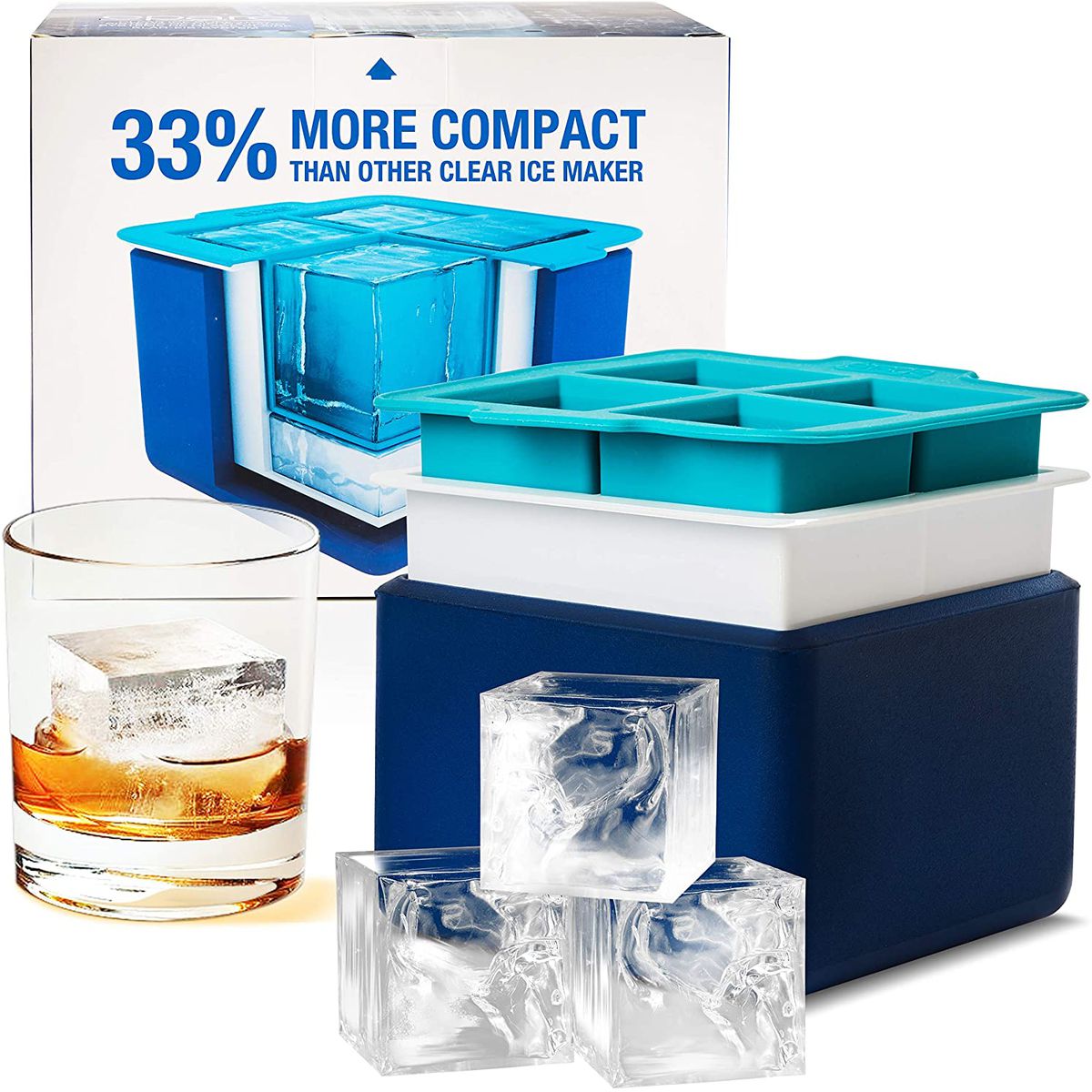 A cubed-shape clear ice cube maker
