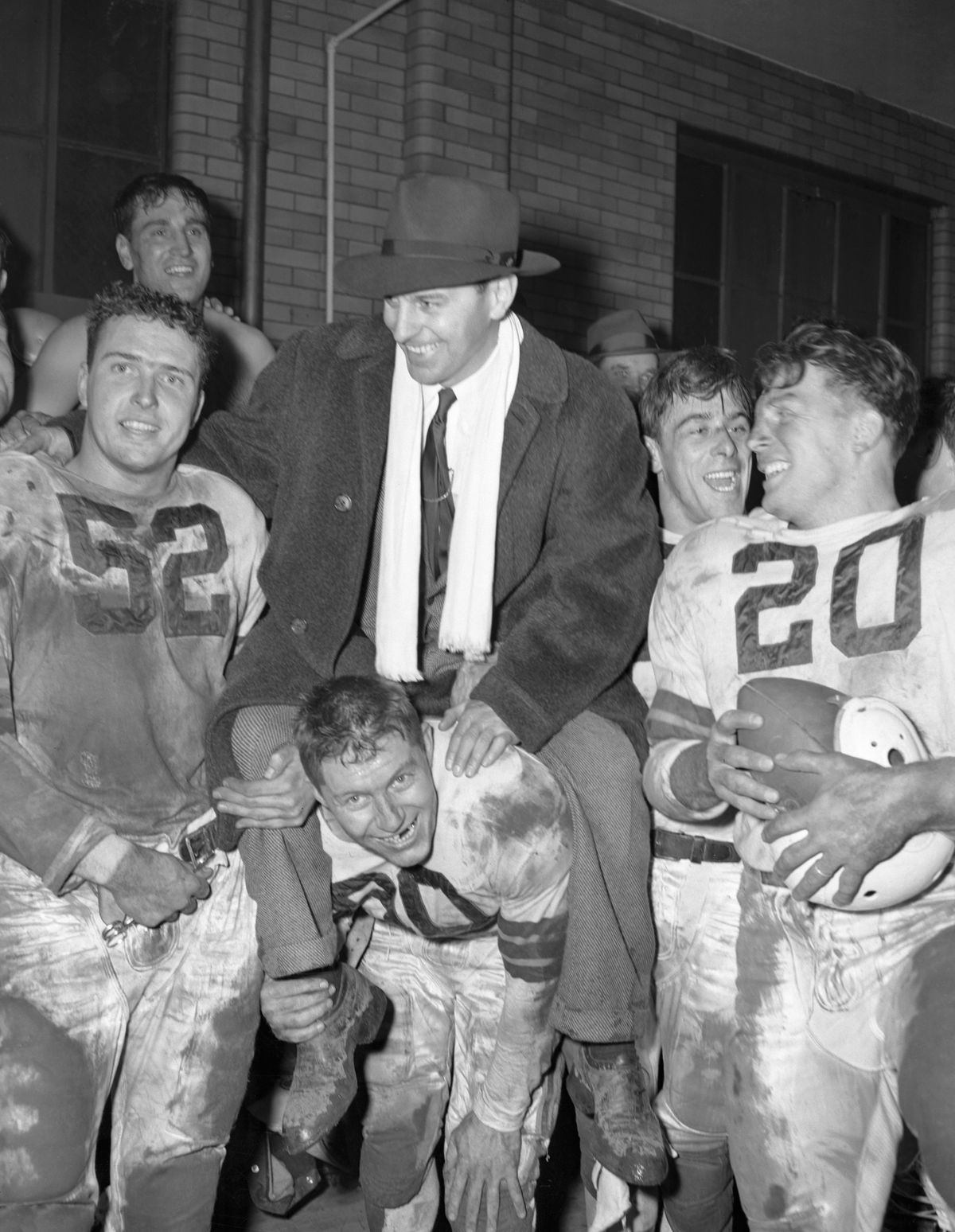 Football Coach Paul Brown Being Carried by His Players