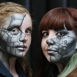 Olivia and Hanna Collings wear costumes at Comic Con in Salt Lake City Thursday, Sept. 5, 2013.