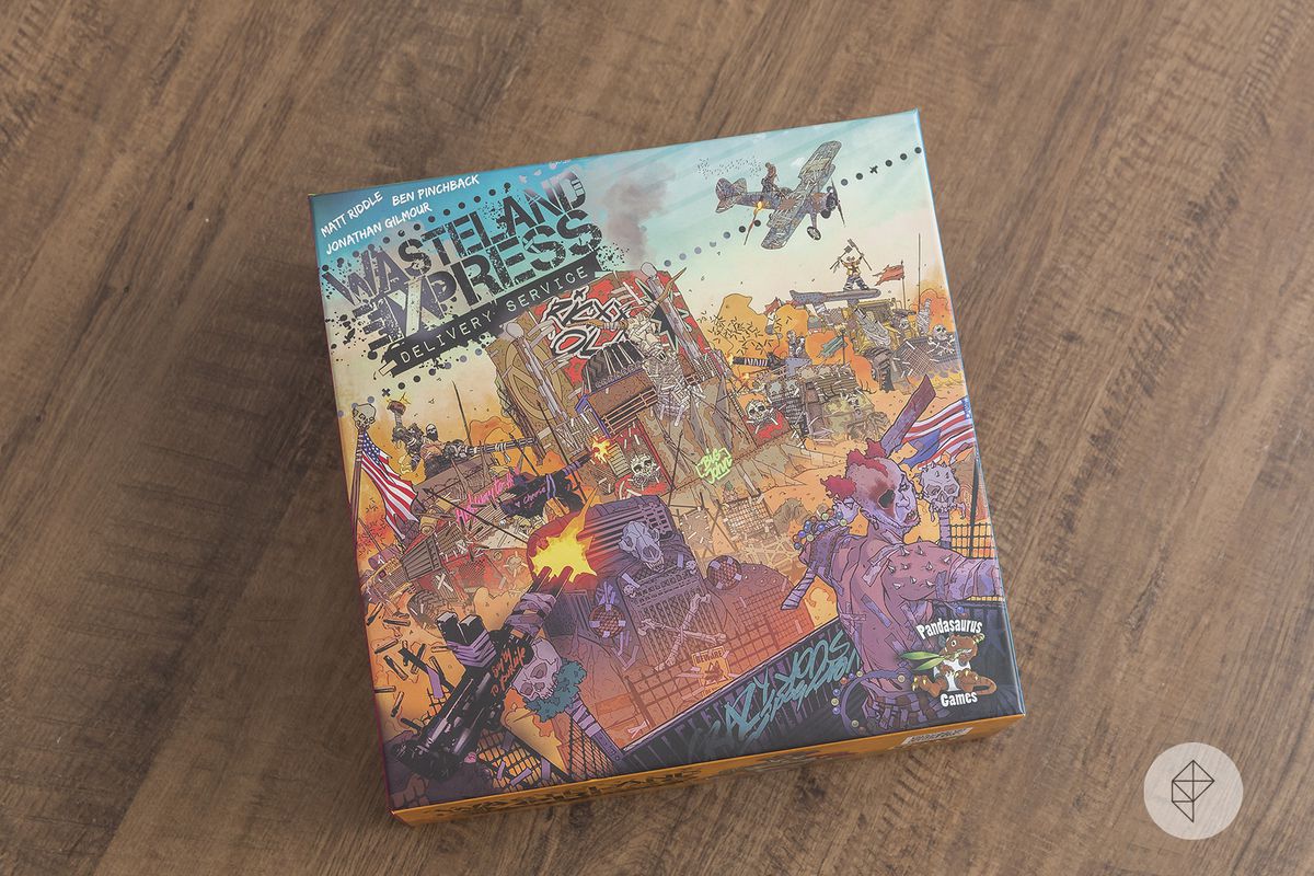 The box for the Wasteland Express Delivery Service table top game