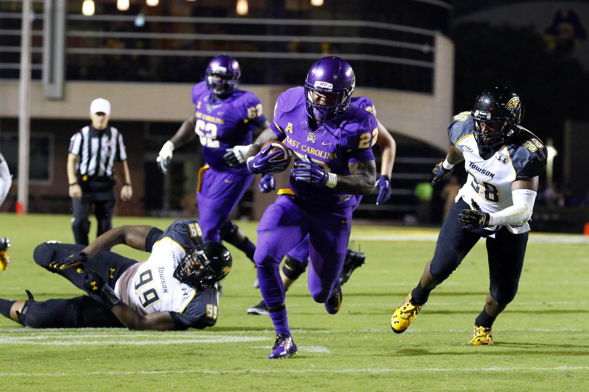 Chris Hairston scored all four touchdowns for East Carolina in a 28-20 win over Towson in Week 1.