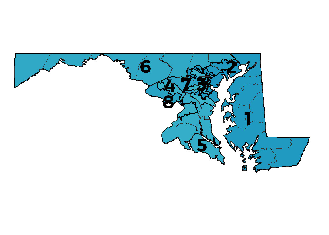 A map of Maryland’s congressional districts