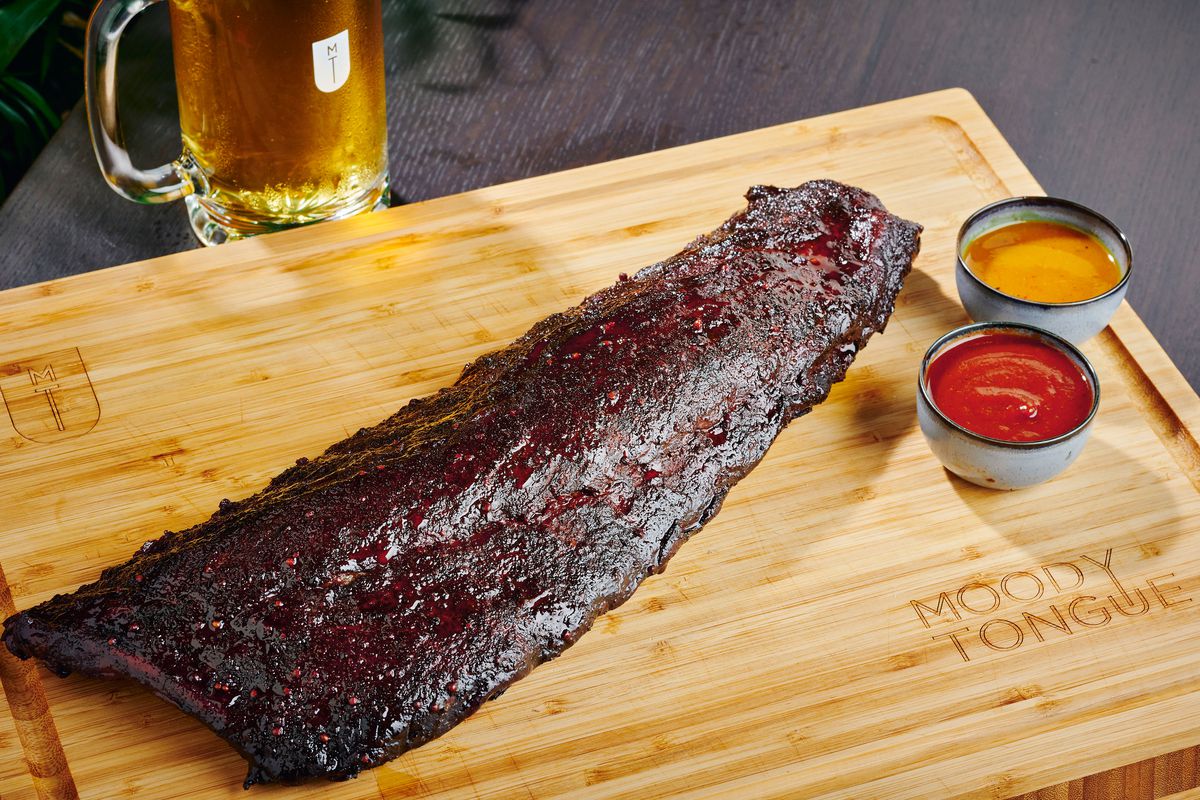 Pork ribs and Aperitif at newly-minted, Michelin star eatery Moody Tongue Brewing Company.