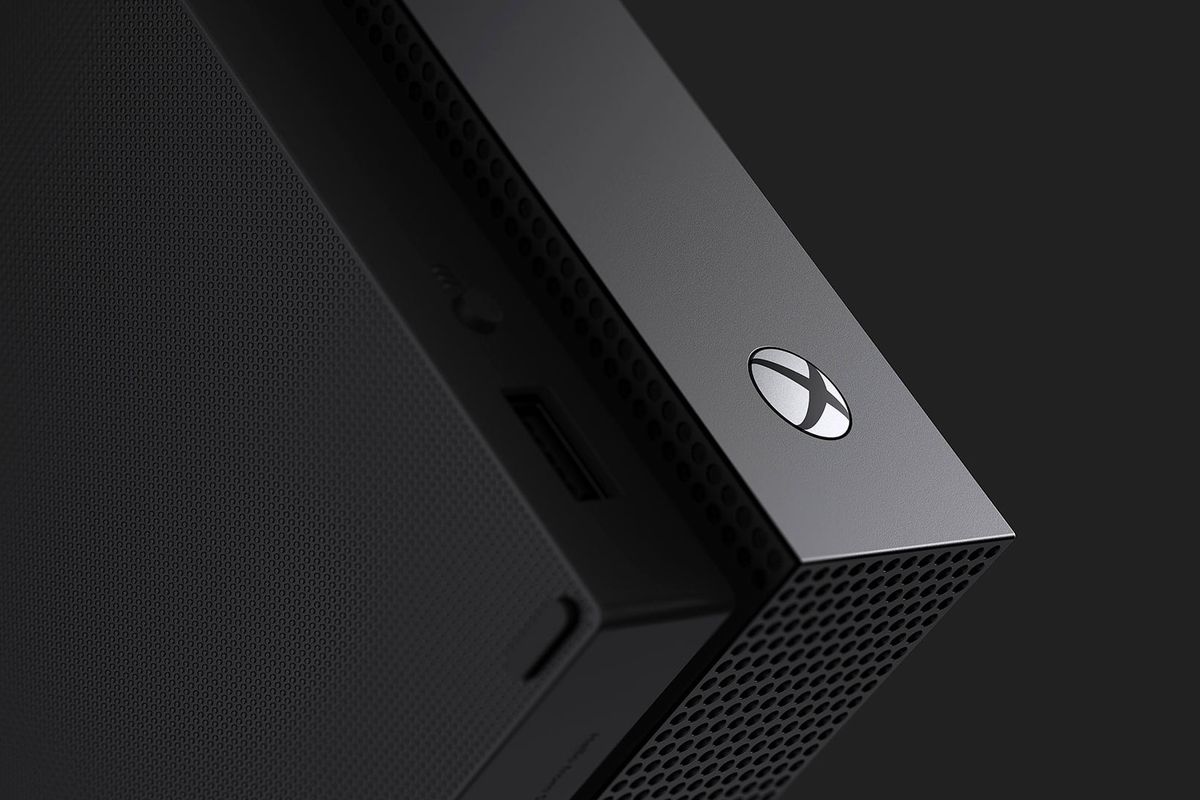 A render of the Xbox One X console