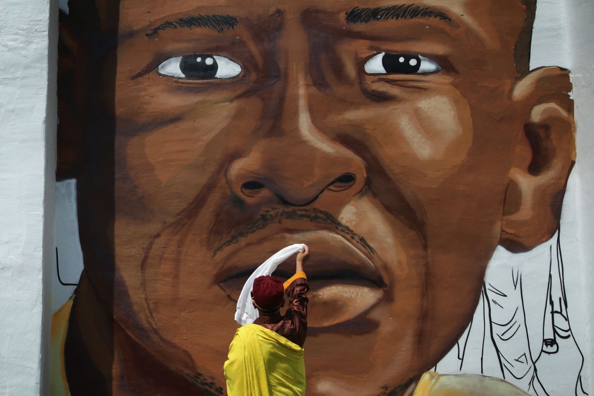 A mural for Freddie Gray in Baltimore.
