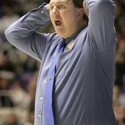 Bingham High basketball coach Mark Dubach reacts to a play on March 1, 2008. Dubach recently resigned amid allegations of financial impropriety.