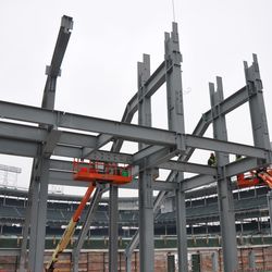 Reverse view of the left-field steel bleacher supports - 