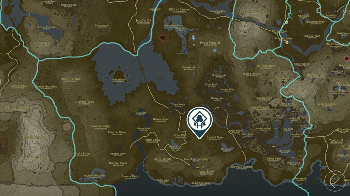 A map shows the location of the Utsushok Shrine in Zelda: Tears of the Kingdom